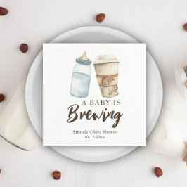 Ein Baby brütet Flasche Kaffee Babydusche Serviette
