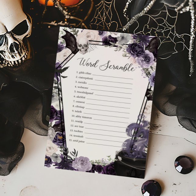 Ein Baby brütet Gothic Word Scramble Game (Floral Gothic Coffin A Baby is Brewing Baby Shower Word Scramble Game)