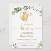 Ein Baby brütet Grünpflanzen Gold Baby Dusche Einladung (Vorderseite)