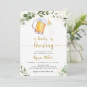 Ein Baby brütet Grünpflanzen Gold Baby Dusche Einladung (Stehend Vorderseite)