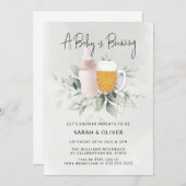 Ein Baby brütet Grünpflanzen Mädchen Babydusche Einladung (Vorne/Hinten)