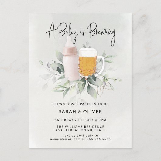 Ein Baby brütet Grünpflanzen Mädchen Babydusche Postkarte (Vorderseite)