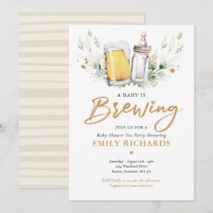 Ein Baby brütet Grünpflanzenbeer Babydusche Einladung