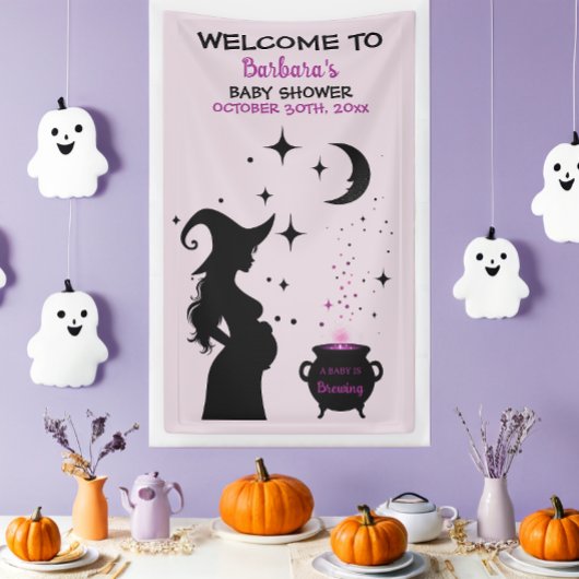 Ein Baby brütet Halloween-Babydusche. Empfang Banner