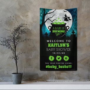 Ein Baby brütet Halloween-Babydusche. Empfang Banner