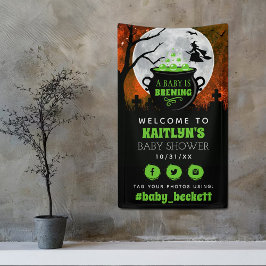 Ein Baby brütet Halloween-Babydusche. Empfang Banner