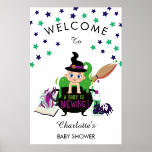 Ein Baby brütet Halloween-Babydusche. Empfang Poster