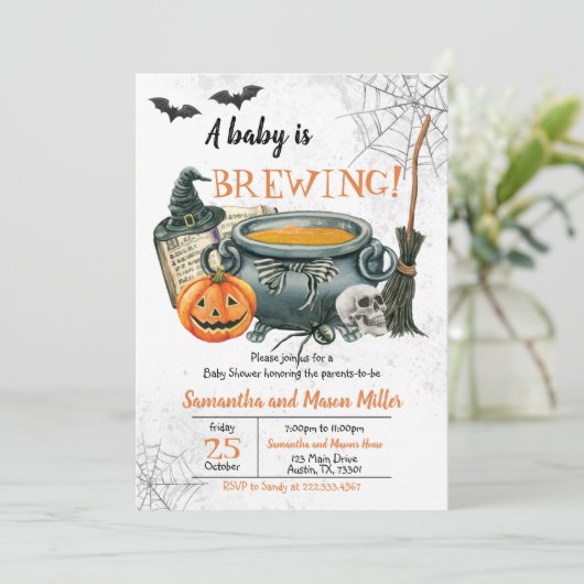 Ein Baby brütet Halloween-Kinderdusche Einladung (Stehend Vorderseite)