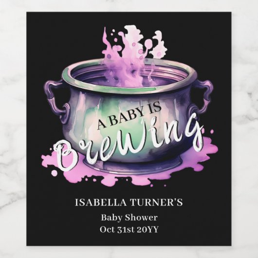 Ein Baby brütet | Halloween-Kinderdusche Weinetikett (Einzelnes Label)