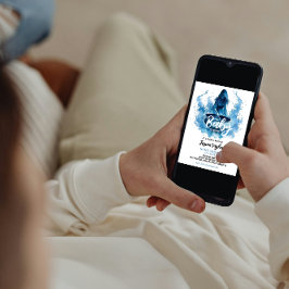 Ein Baby brütet Hexe Cauldron Blue Baby Dusche Einladung