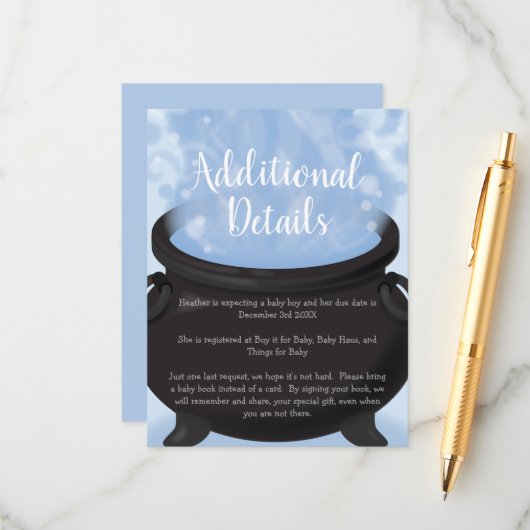 Ein Baby brütet Hexendusche Gothic Blue Begleitkarte (Vorderseite/Rückseite Beispiel)