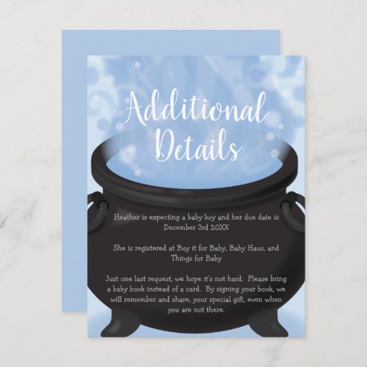 Ein Baby brütet Hexendusche Gothic Blue Begleitkarte (Vorne/Hinten)