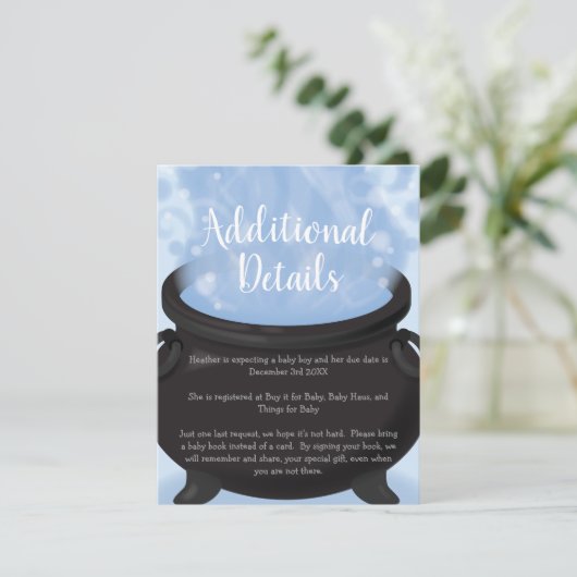 Ein Baby brütet Hexendusche Gothic Blue Begleitkarte (Stehend Vorderseite)