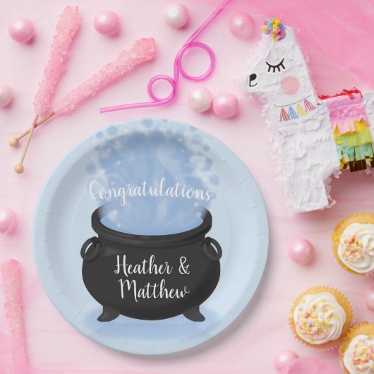 Ein Baby brütet Hexendusche Gothic Blue Pappteller (Party)