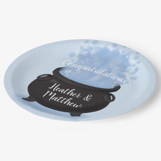 Ein Baby brütet Hexendusche Gothic Blue Pappteller (Schrägansicht)