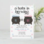 Ein Baby brütet - Hexenkessel Cauldron-Gender-Enth Einladung (Stehend Vorderseite)