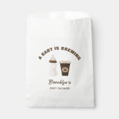 Ein Baby brütet Kaffee Babydusche braun weiß Geschenktütchen (Vorderseite)