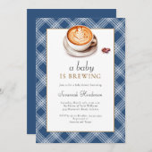 Ein Baby brütet Kaffee Cup Blue Baby Dusche Einladung (Vorne/Hinten)