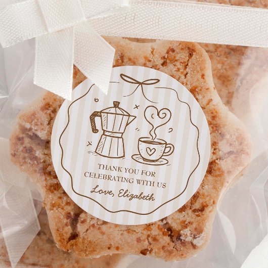 Ein Baby brütet Kaffee, danke Runder Aufkleber