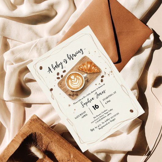 Ein Baby brütet Kaffee Thema Babydusche Einladung