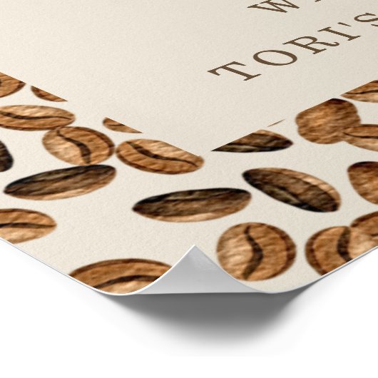 Ein Baby brütet Kaffeebohnen Babydusche Poster (Ecke)