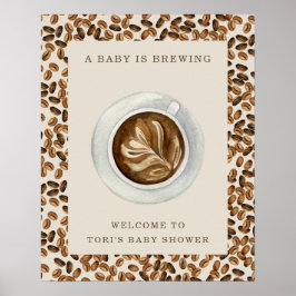 Ein Baby brütet Kaffeebohnen Babydusche Poster