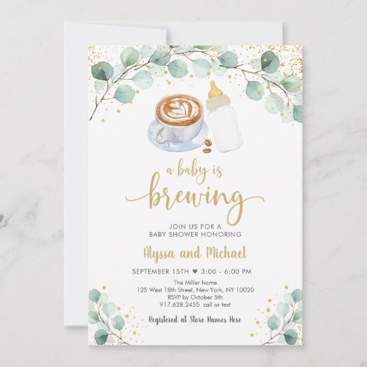 Ein Baby brütet Kaffeegeniefer Babydusche Einladung (Vorderseite)