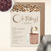 Ein Baby brütet kalten Kaffee Oh Babydusche