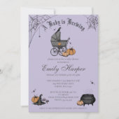 Ein Baby brütet Lila Babydusche Einladung (Vorderseite)