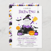 Ein Baby brütet Lila Halloween-Kinderdusche Einladung (Vorne/Hinten)