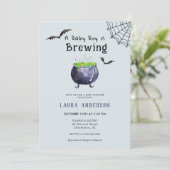 Ein Baby brütet Niedliche Halloween-Kinderdusche Einladung (Stehend Vorderseite)