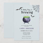 Ein Baby brütet Niedliche Halloween-Kinderdusche Einladung (Vorne/Hinten)