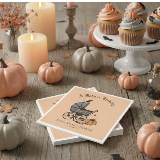 Ein Baby brütet Orange Baby Dusche Serviette