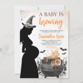 Ein Baby brütet Orange Halloween Baby Dusche Einladung (Vorderseite)