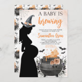 Ein Baby brütet Orange Halloween Baby Dusche Einladung (Vorne/Hinten)