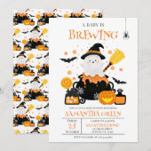 Ein Baby brütet Orange Halloween Baby Dusche Einladung (Vorne/Hinten)