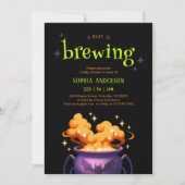 Ein Baby brütet Orange Witch Pot Babydusche Einladung (Vorderseite)