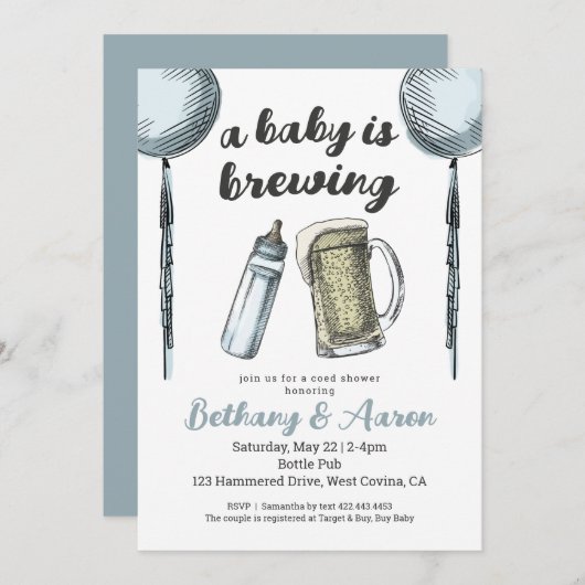 Ein Baby brütet Paare und lädt zur Baby-Dusche ein Einladung (Vorne/Hinten)