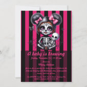 Ein Baby brütet | Pink Halloween Baby Dusche Einladung (Vorderseite)