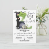 Ein Baby brütet Pregant Hexe Babydusche Einladung (Stehend Vorderseite)