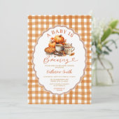 Ein Baby brütet Pumpkin Baby Dusche Herbst Einladung (Stehend Vorderseite)