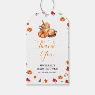 Ein Baby brütet Pumpkin Gewürz-Kaffee-Babydusche Geschenkanhänger