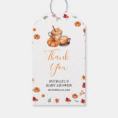 Ein Baby brütet Pumpkin Gewürz-Kaffee-Babydusche Geschenkanhänger (Rückseite)