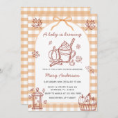 Ein Baby brütet Pumpkin Spice Bow Baby Dusche Einladung (Vorne/Hinten)