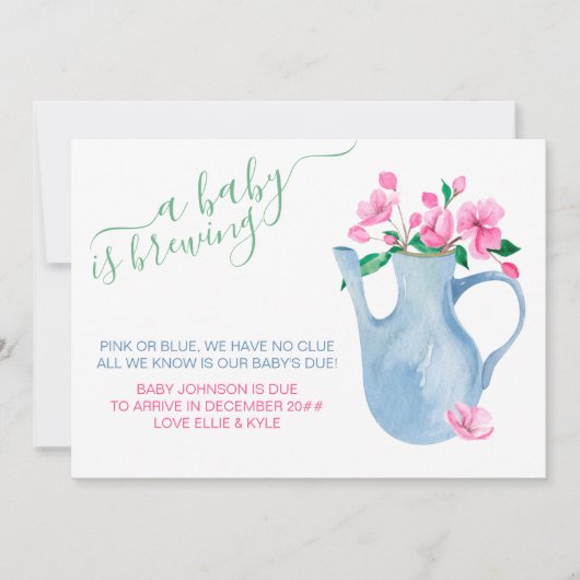 Ein Baby brütet rosa oder blaue Gedicht-Schwangers Ankündigung (Vorderseite)