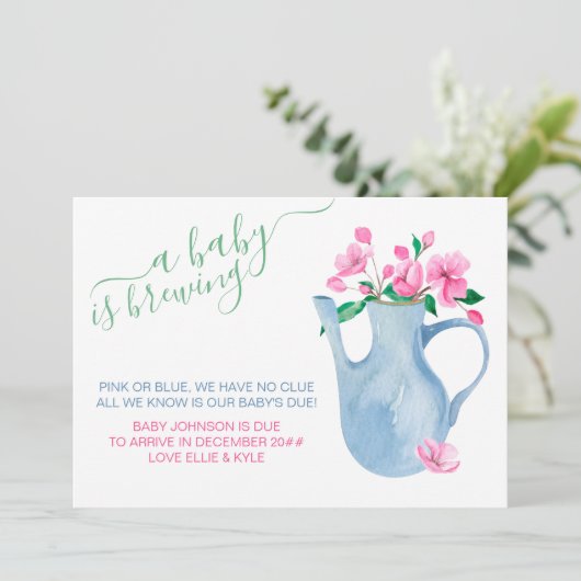 Ein Baby brütet rosa oder blaue Gedicht-Schwangers Ankündigung (Stehend Vorderseite)