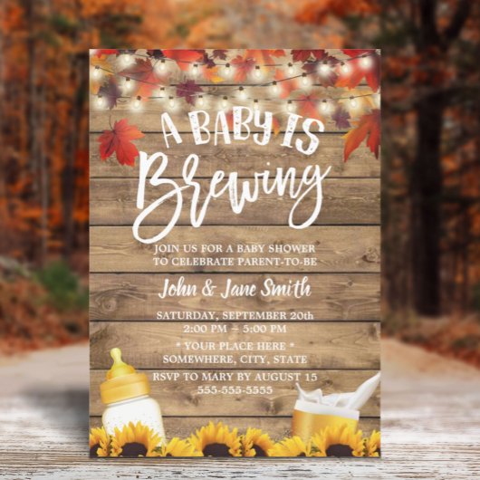 Ein Baby brütet rustikale Herbstleaves Babydusche Einladung