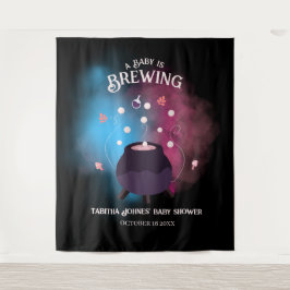 Ein Baby brütet Spooky Gender Reveal Cauldron Wandteppich