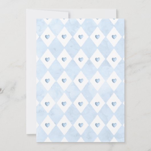 Ein Baby brütet Tea Party Baby Dusche Blue Rose Einladung (Rückseite)