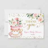 Ein Baby brütet Tea Party Baby Dusche Dankeskarte (Vorderseite)